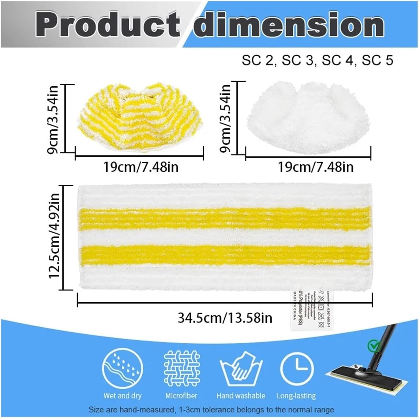 Mop Cloths,Compatible For Karcher,Easyfix，SC2 SC3 SC4 SC5 Handheld Vacuum Cleaner Microfiber Steam Accessories Anti-Scratch(8pcs Mopping Cloths)