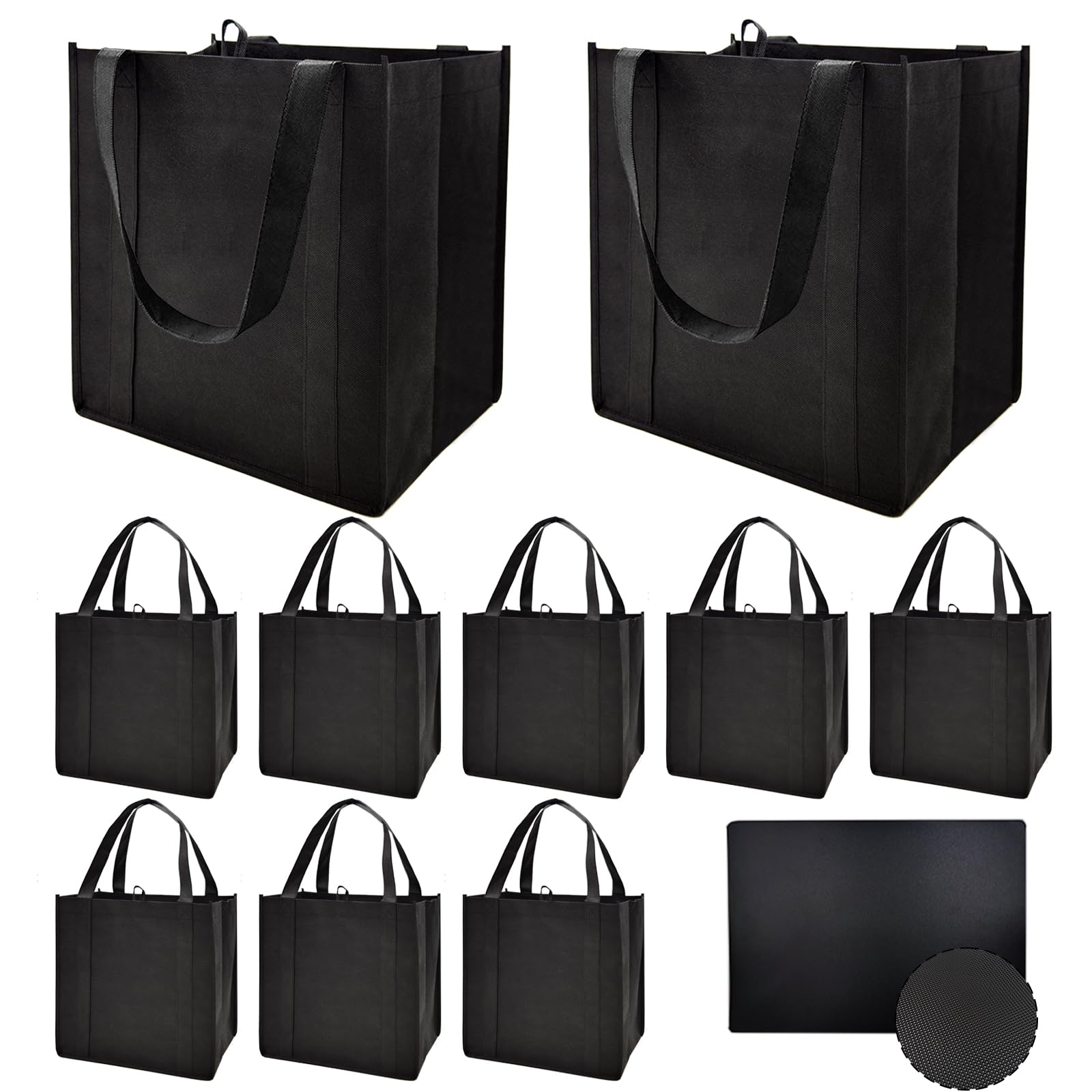 HorYg 10 Pack Reusable Reinforced Handle Grocery Bags-Each with Thickened Bottom Board,Heavy Duty Large Shopping Totes,Load Capacity Over 45 Pounds,