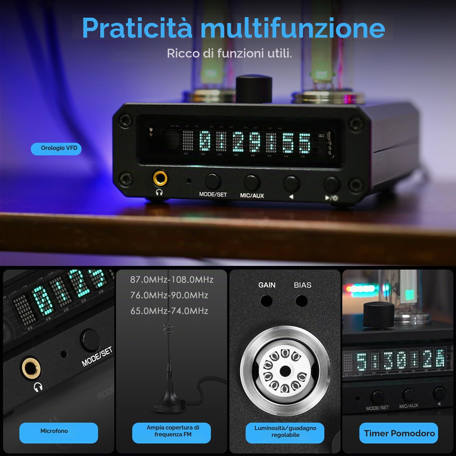 Douk Magic 6E2 - Amplificatore stereo per cuffie, indicatore sonoro, radio FM