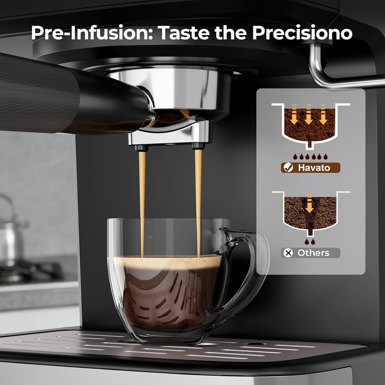 15 Bar Espresso Machine with Milk Frother, Digital Espresso Coffee Maker for Home, 50oz Removable Tank, 45s Quick Heat, Coffee Maker for Cafe-Quality Lattes & Cappuccino