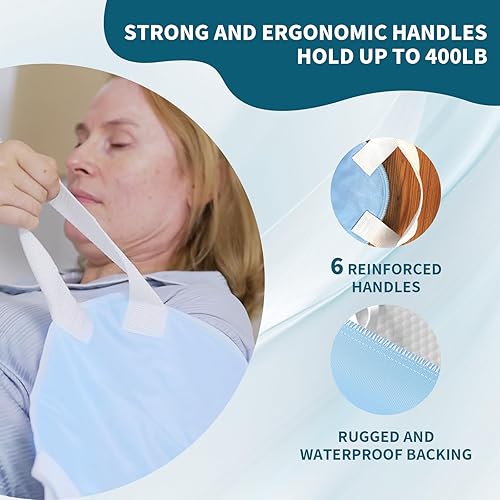 Miniatura 6 de Almohadillas de cama lavables con 6 asas resistentes de 34 x 36 pulgadas, almohadillas reutilizables extra grandes de 4 capas a prueba de fugas,