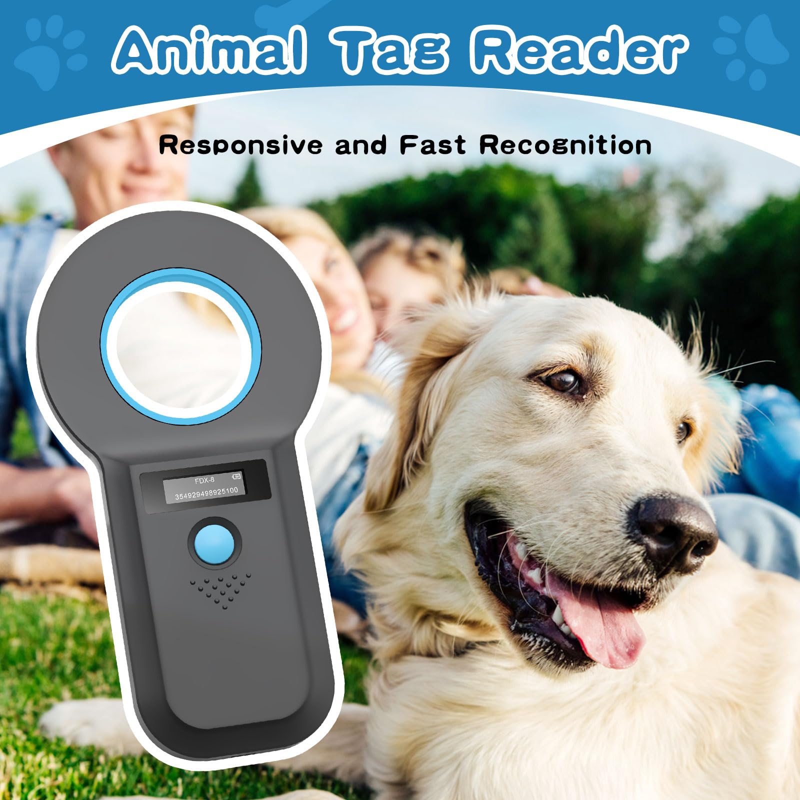 Pixelure Lettore Microchip Cani, Bluetooth OLED Lettore Microchip per Animali Domestici, RFID Lettore di Chip per Cani/Gatti 134,2 KHz/125 kHz, Memoria dati tag da 128 unità, ISO11784/85/HFDX-B/EMID