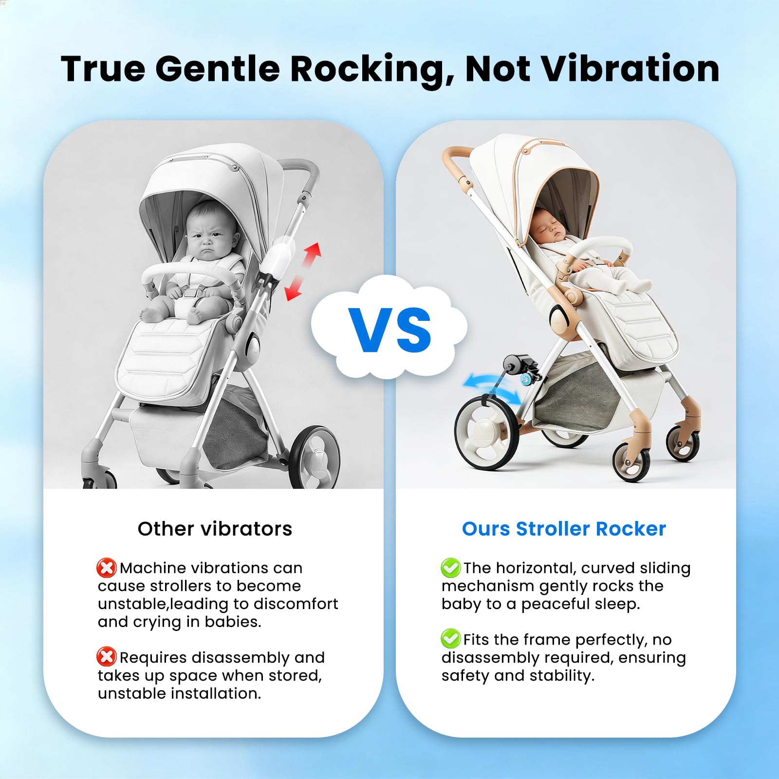 Baby Rocker Mains Libres, Glissement Courbe, Installation Sans Outil avec Télécommande, Bercement Poussette pour Bébé