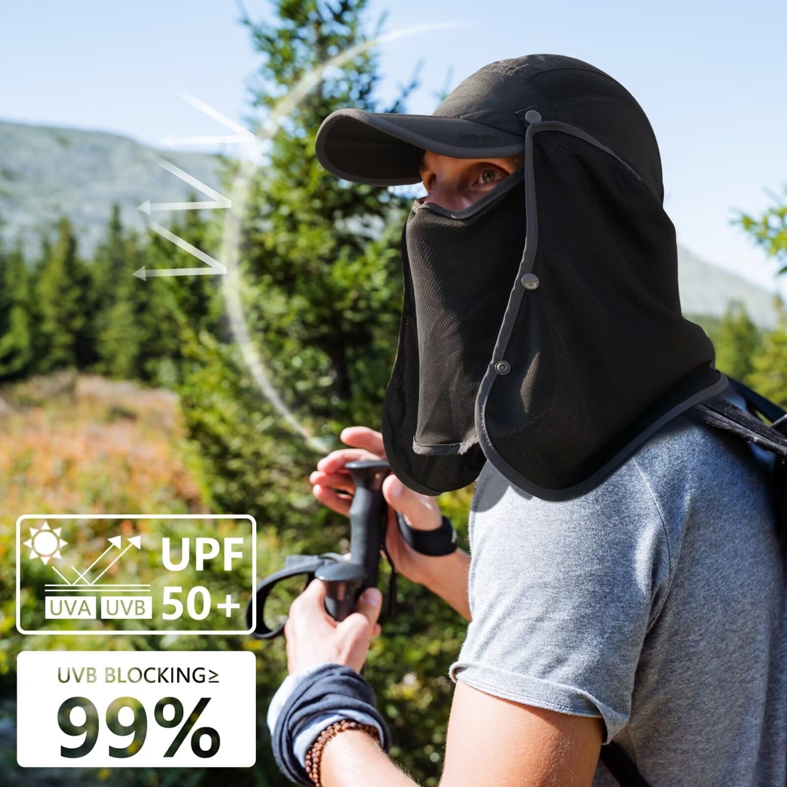GADIEMKENSD UPF 50+ Fischerhut Sonnenhüte Schnell trocknend Atmungsaktiv Outdoor Mützen für Männer Frauen