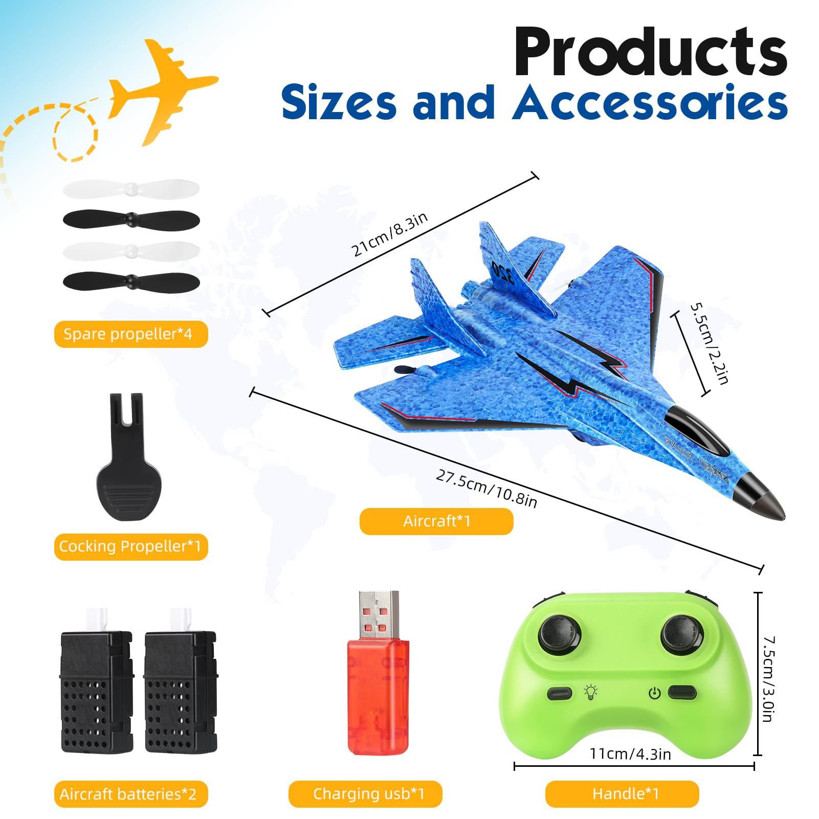 NEWFATE RC Plane, Remote Control Airplane- 2CH 2.4Ghz Remote Control Wireless Airplane Toy with Lights, Foam RC Fighter Plane Jet for Adults Kids Toys