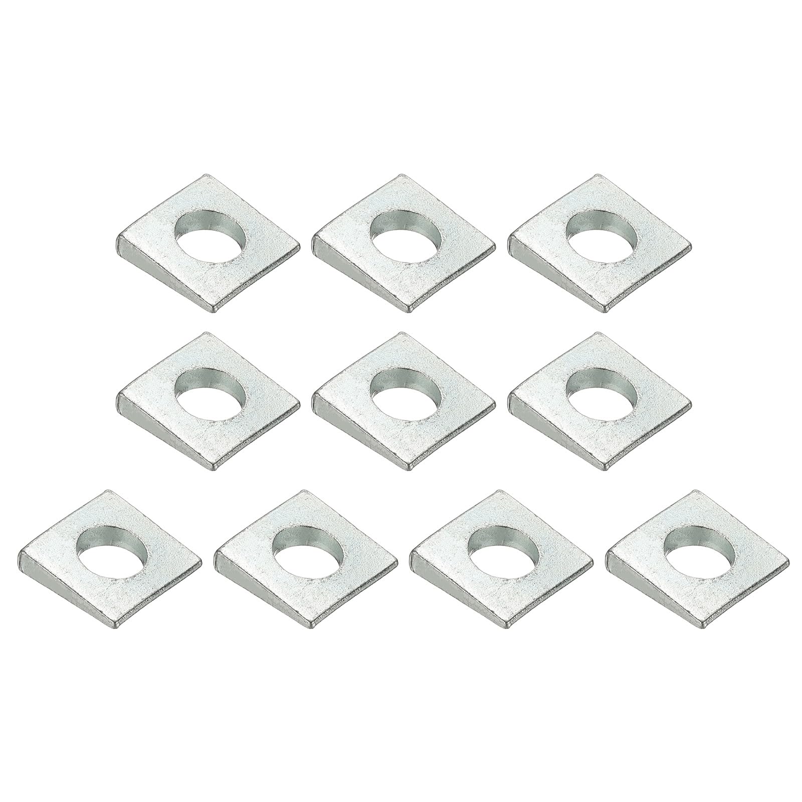 PATIKIL 10pcs Beveled Square Washers, M10x22mm Square Beveled Washers Bearing Strut Plate Flat Pad Spacer Carbon Steel for 10mm Bolts Wedge Shim Leveling Fastener Nut Bolt Gasket, Silver
