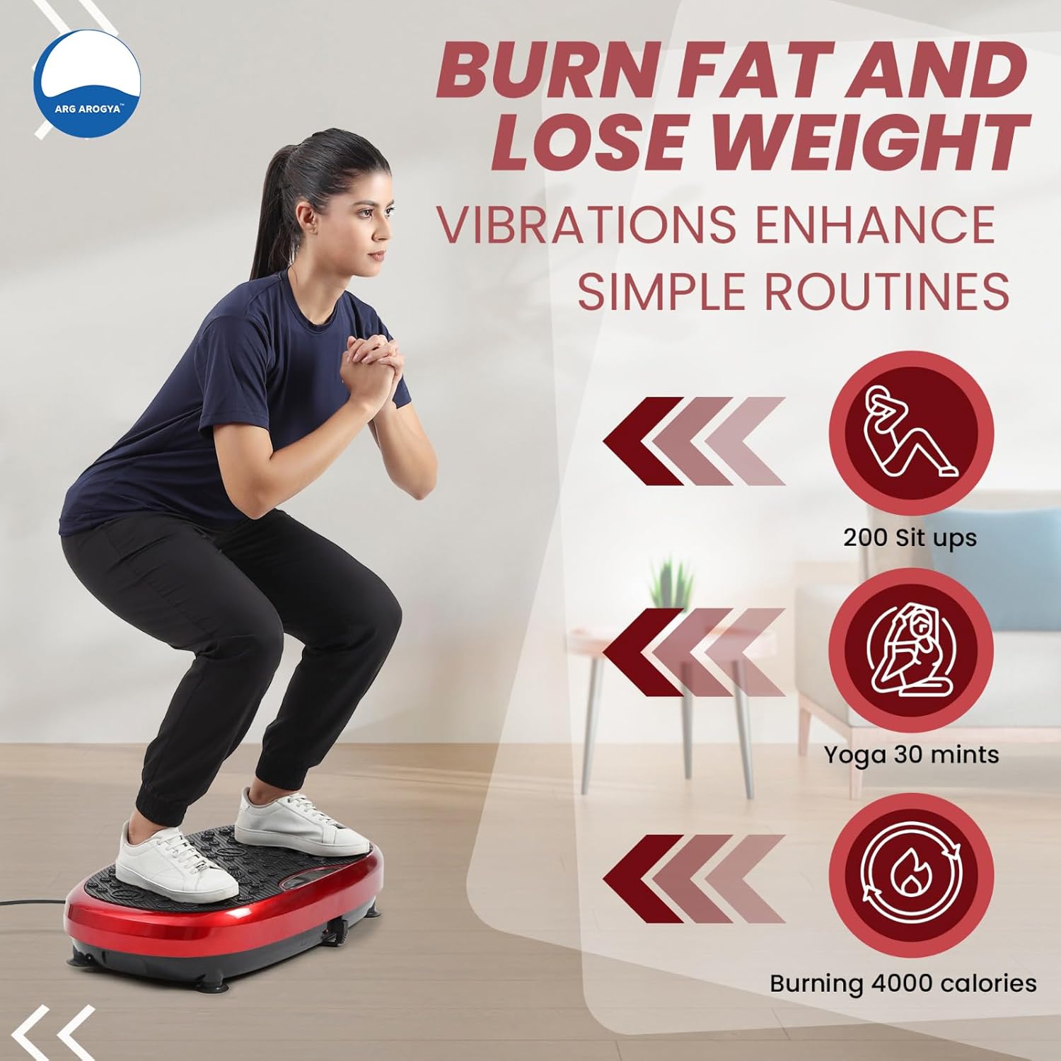 ARG AROGYA Vibration Plate for Weight Loss Size (28x15x5 inches)/ Fat Burner Machine for Home and Gym Workout for Muscle Toning, with Digital Display Speed Up to 120 Level