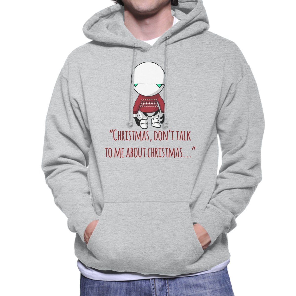 Cloud City 7 Christmas Marvin The Paranoid Android Hitchhikers Guide to The Galaxy Men's Hooded Sweatshirt Heather Grey
