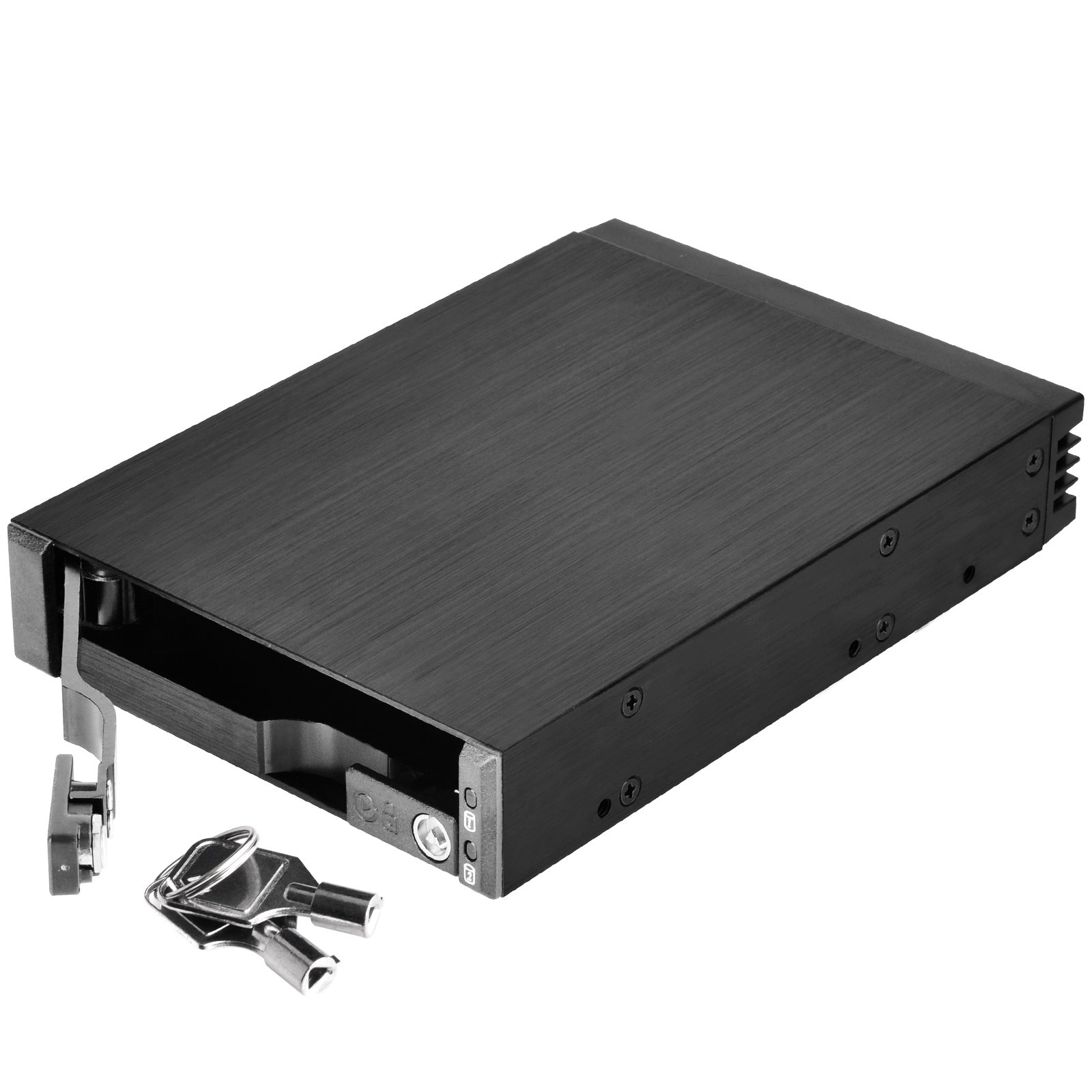 SilverStone SST-FS202B – aluminiowa taca bez tacy przenośna płyta montażowa / wewnętrzna obudowa dysku twardego do 2 x 2,5 cala SAS/SATA HDD lub SSD, pasuje do każdej kieszeni na dysk 3,5 cala, z zamkiem, czarna