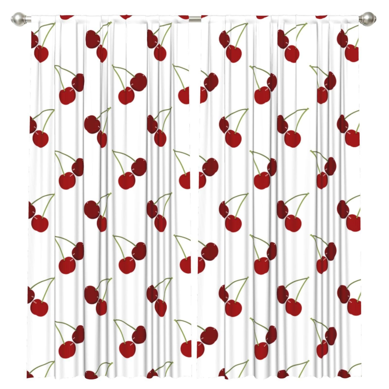 InOmak Cute Cherry Pattern, 2 Panels Window Curtains 52 x 84 Inch Blackout Curtains for Living Room Bedroom