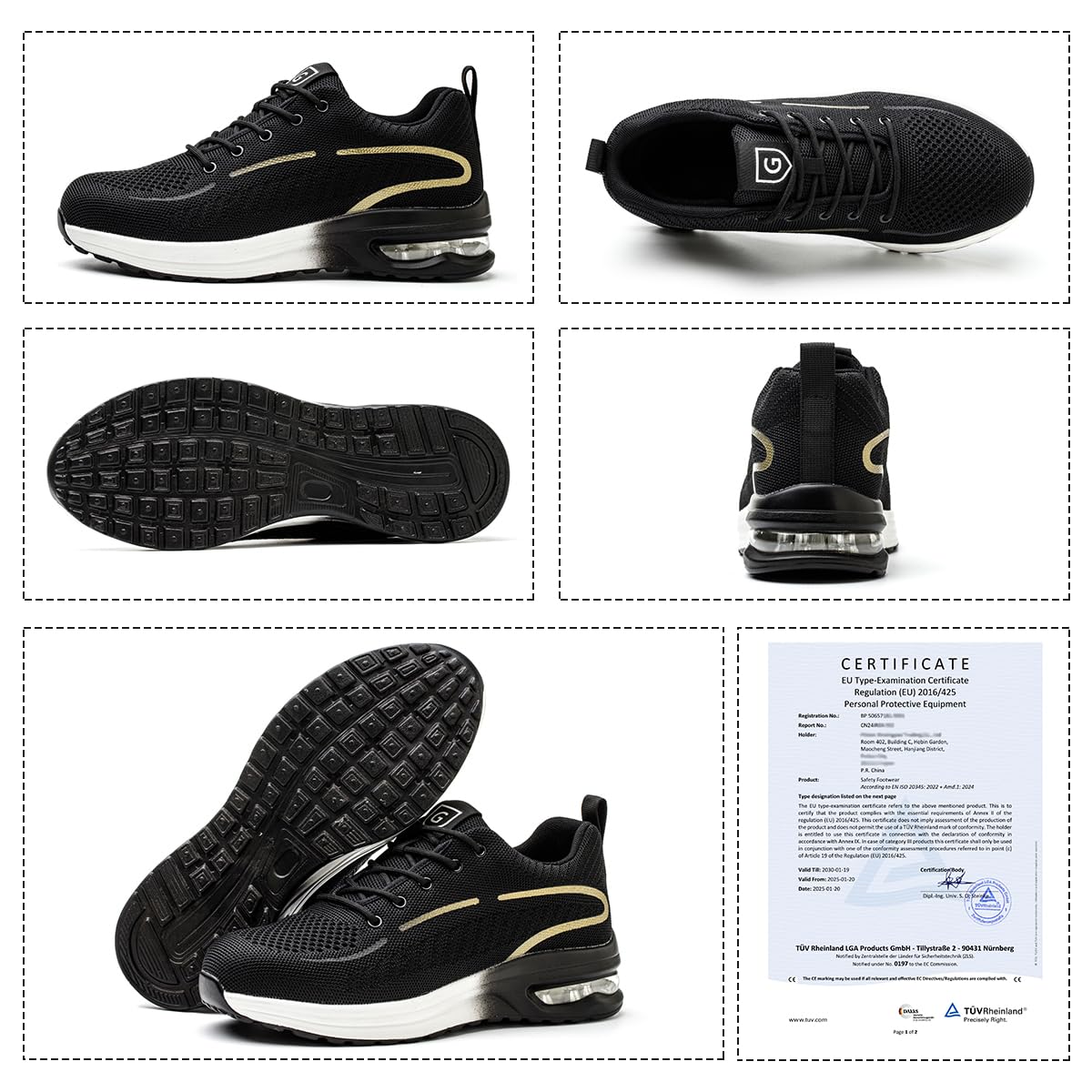 YEKOYIOO Scarpe Antinfortunistiche Uomo Donna Scarpe da Lavoro Leggere Comode Scarpe da Costruzione Antiscivolo Traspiranti Sneakers con Punta in Acciaio 38-46 EU