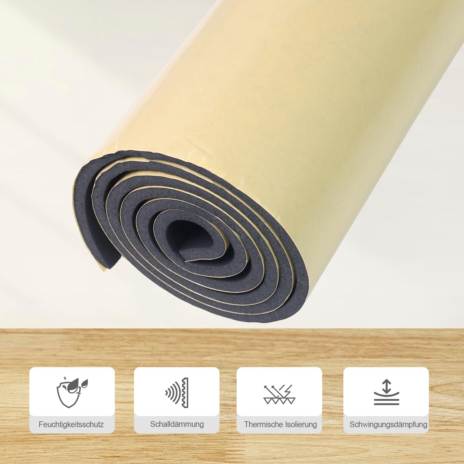 Neoprene foam sheet self-adhesive 300mm x 12mm x 1.5m roll soundproofing