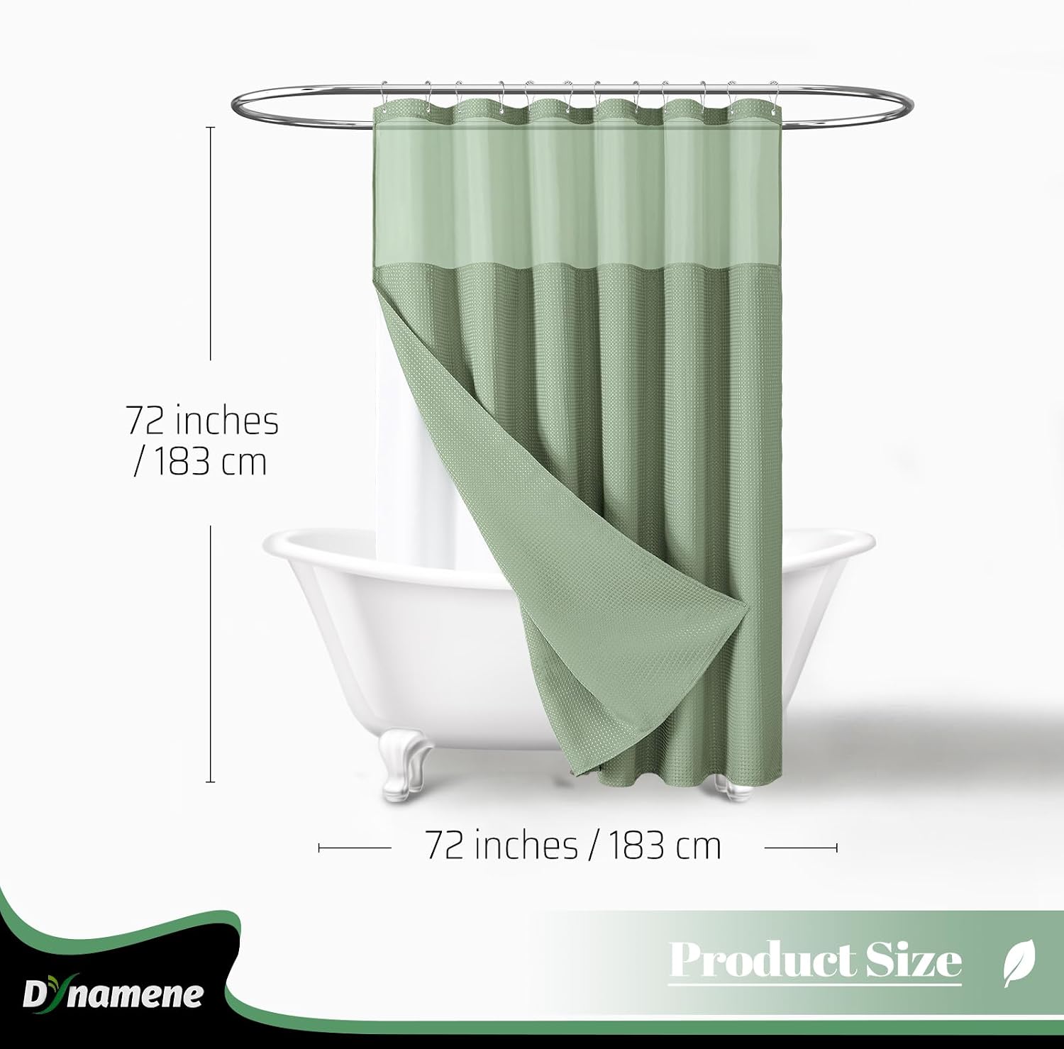 Dynamene Waffle Shower Curtain & Snap-in Fabric Liner Set Sage Green, 72x72