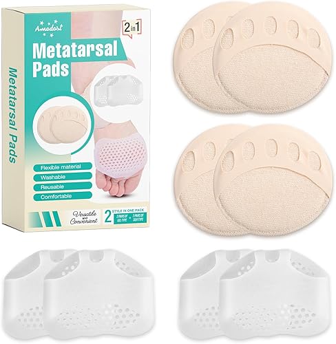 Almohadillas metatarsianas para mujeres y hombres Almohadillas de zapatos para tacones altos Gel suave y seda reutilizables para el antepié,