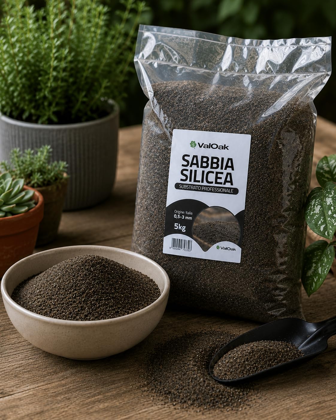 Valoak Sabbia Silicea 5 kg – Graniglia Quarzifera per Piante, Orto e Acquari | Drenaggio e Supporto Vasi | Fondo Acquario Naturale | Materiale Inerte | Made in Italy (0,5-3mm)