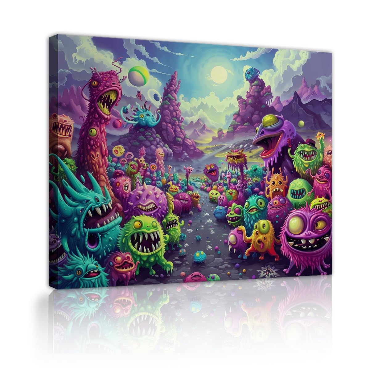 YUNART Trippy Room Decor Monster Poster for Room Aesthetic Wall Decor Art Psychedelic Room Decor Hippie Pictures for Teen Bedroom 60x80cm Innerframe