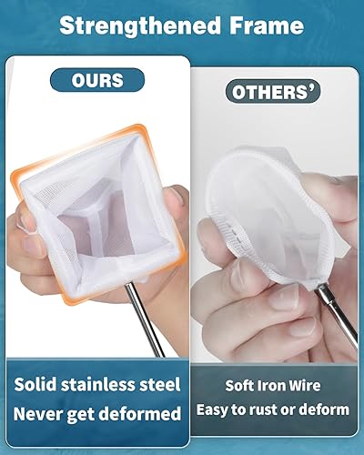 Miniatura 3 de Pawfly Red de camarones para acuario, pequeña red para tanque de peces con mango extensible de acero inoxidable, malla fina redonda suave para