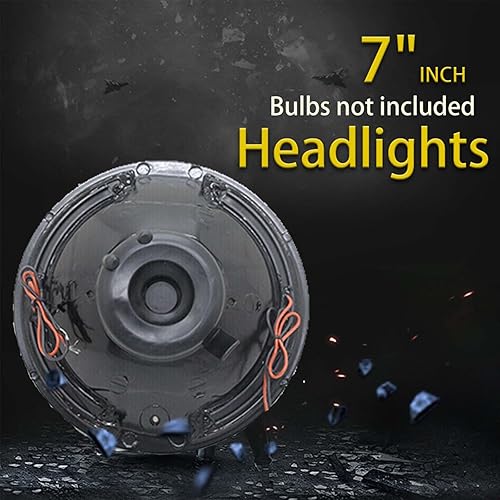 Miniatura 3 de YLT AUTO Luces delanteras de conversión de 7 pulgadas (lente de halo de vidrio LED blanco) Kit de repuesto universal para faros delanteros, par de