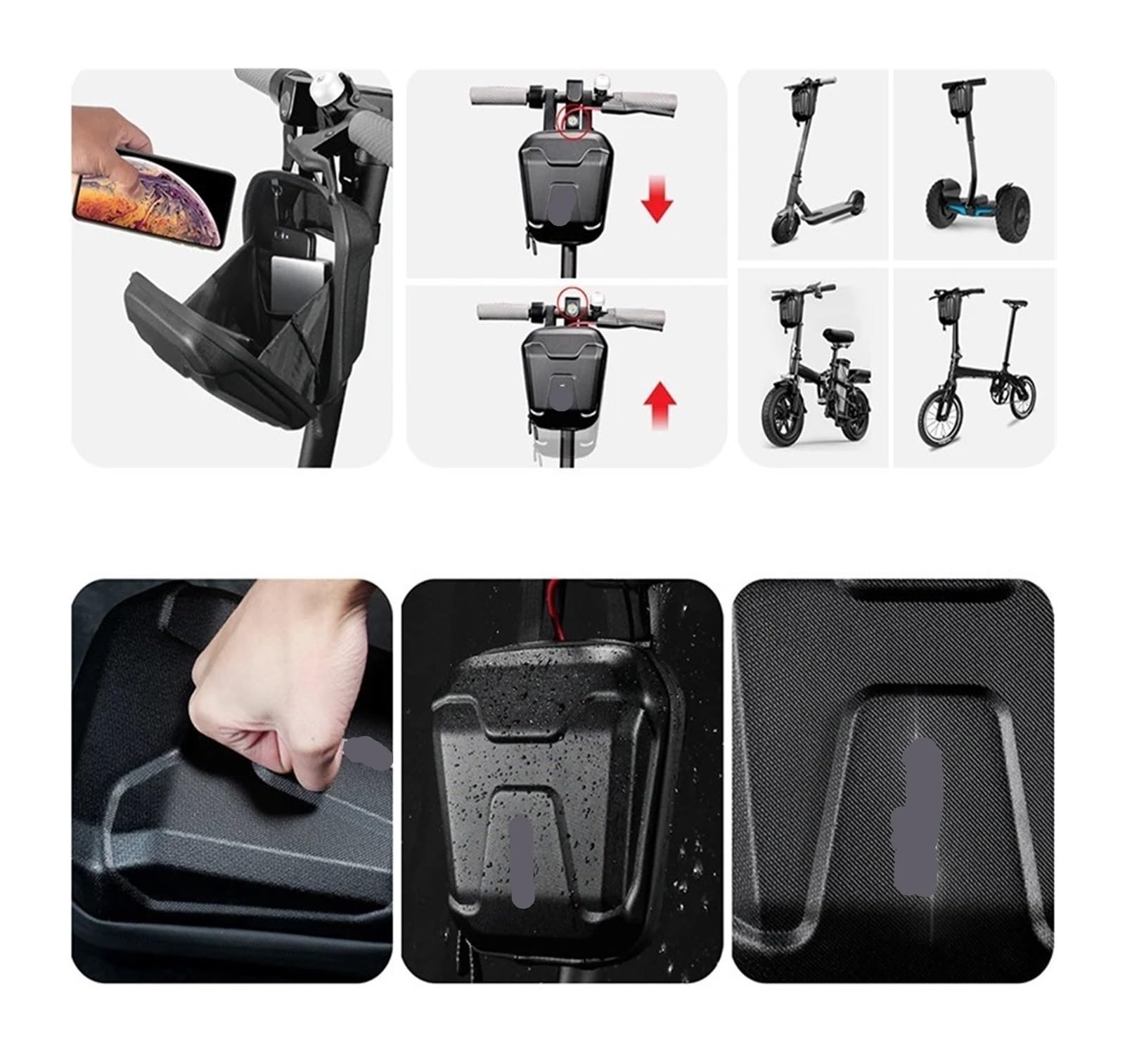 Borsa for bici anteriore con guscio rigido in EVA da 1 pezzo | Conserva telefono, attrezzi e oggetti personali for il ciclismo all'aperto.(GD6X-2L)