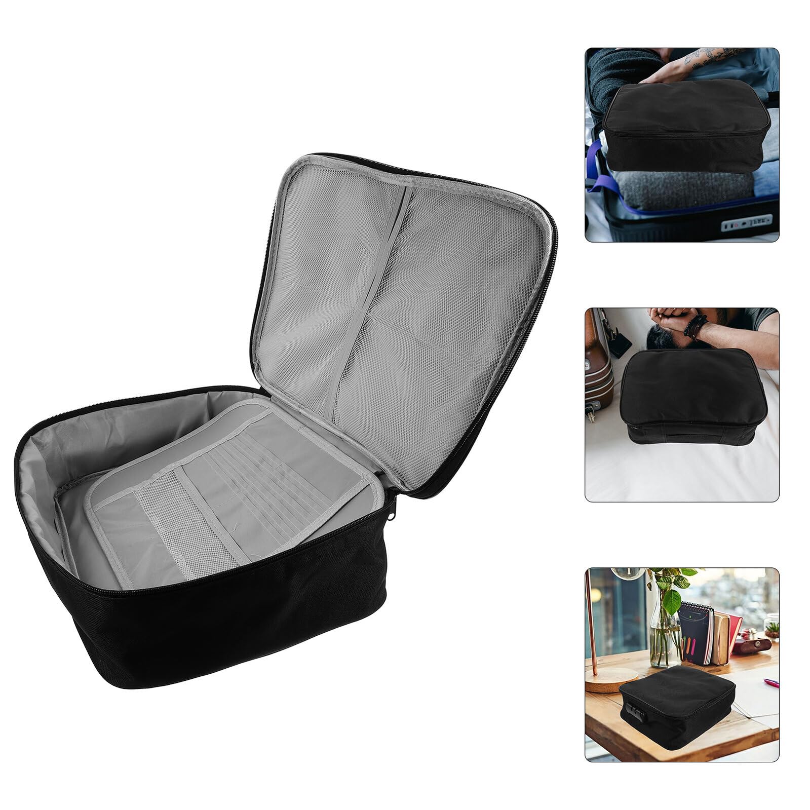 Nero Organizer per Documenti, Lucchetto, Multi Strato