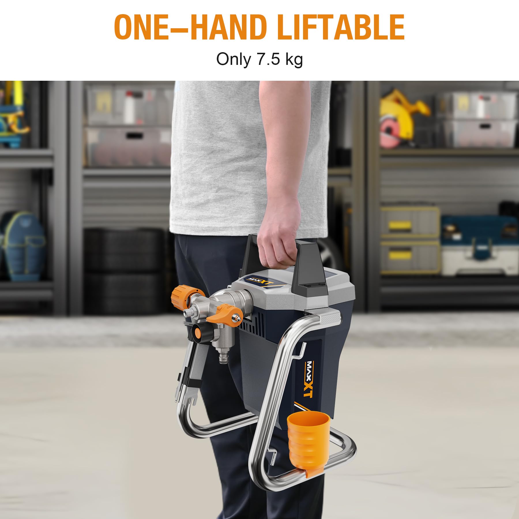 MAXXT Pistola Eléctrica de Pintura Airless, 1300W, Pulverizador para Vallas, Muebles, Paredes y Puertas