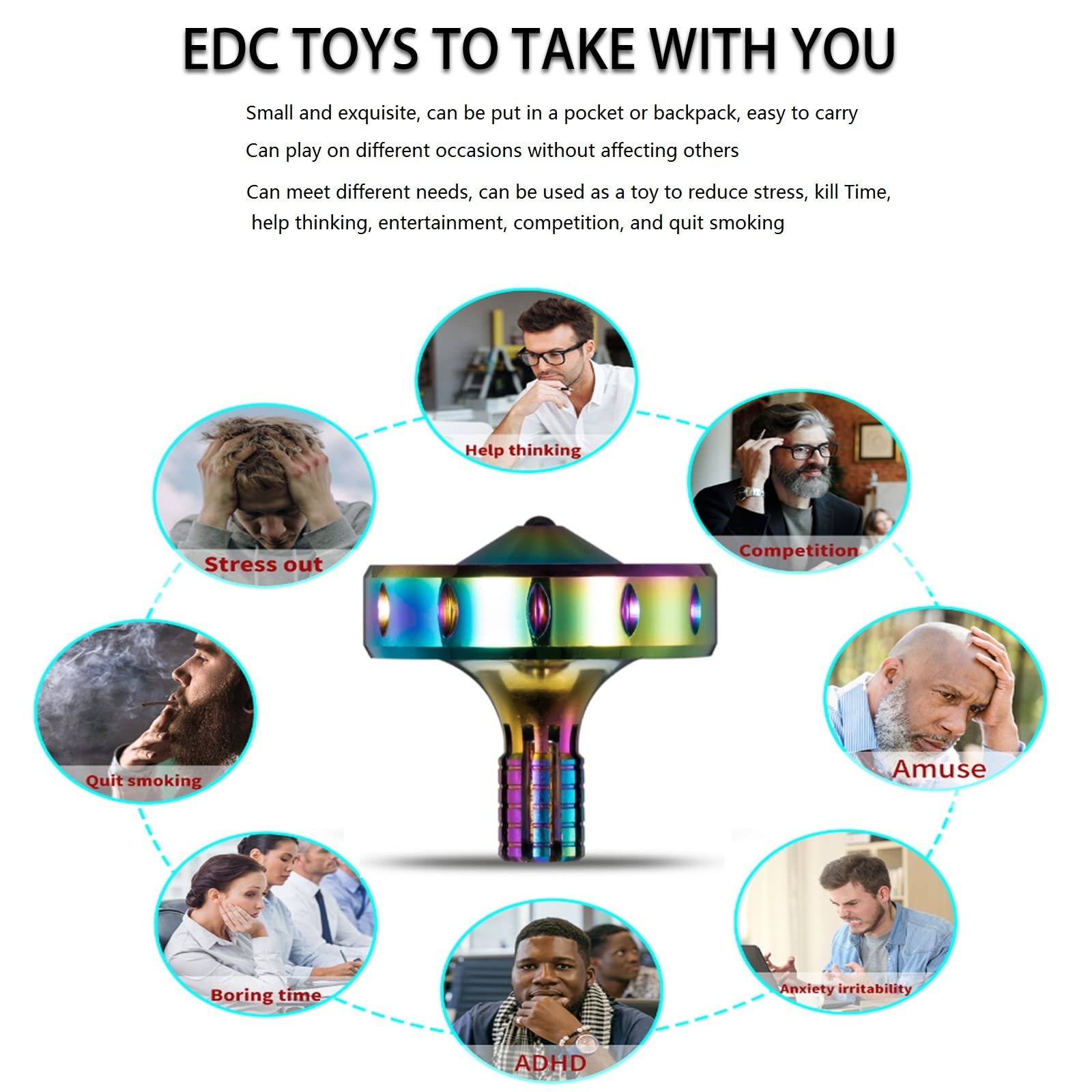 Precyzyjna metalowa bączek zabawka Spinning Top, doskonale wyważony, gładki obrót, długi czas wirowania, łatwo więcej niż 10 minut, przenośne zabawki EDC 3szt. kolorowy L+M+S