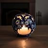Portavelas para velas de té, farol de cerámica esférico, portavelas votivos, centro de mesa decorativo para sala de estar, portavelas de cerámica hecho a mano (verde musgo) 5