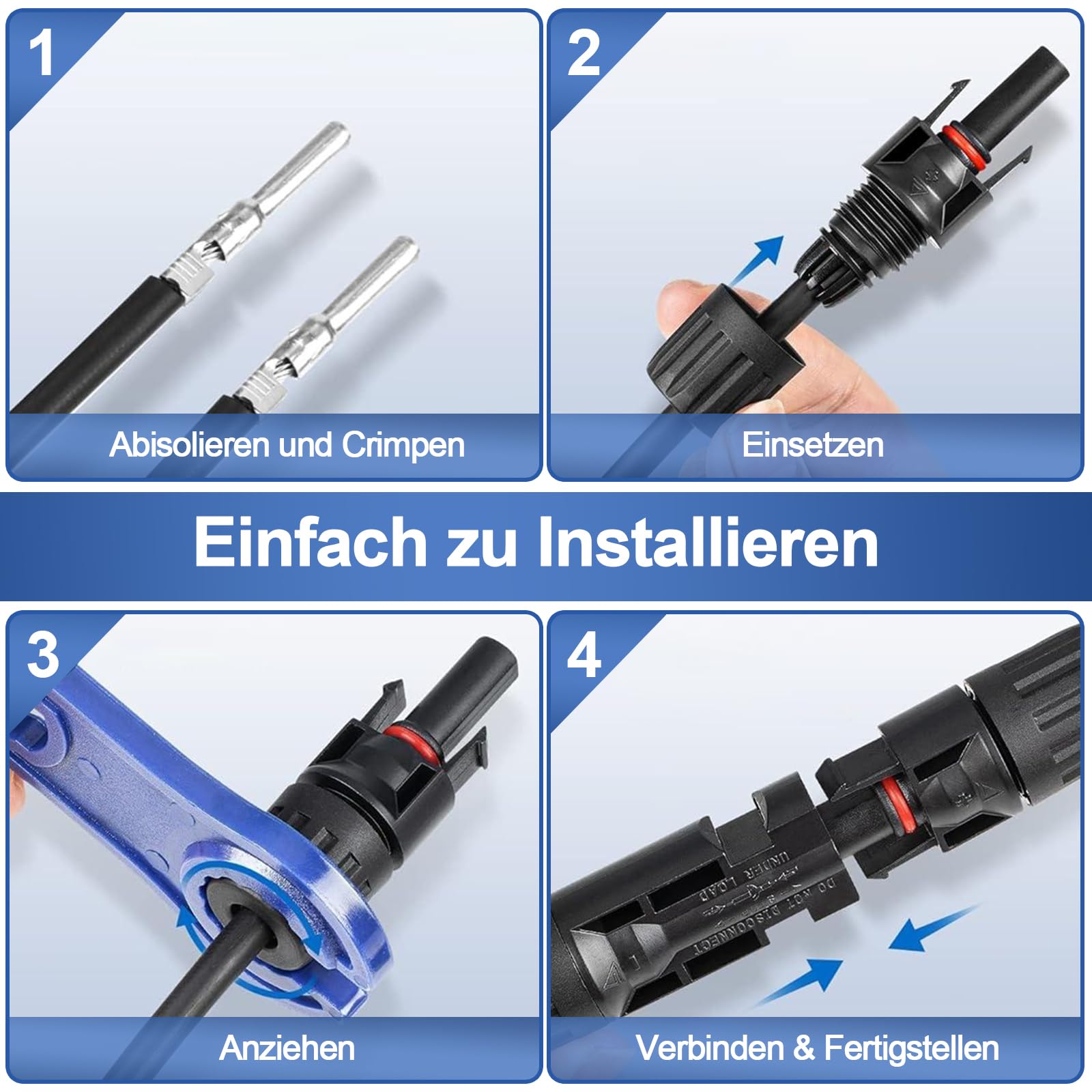 12 Paires Connecteurs Solaires GTIWUNG - Photovoltaïque Mâle/Femelle Pour Câbles PV 2,5-6mm²