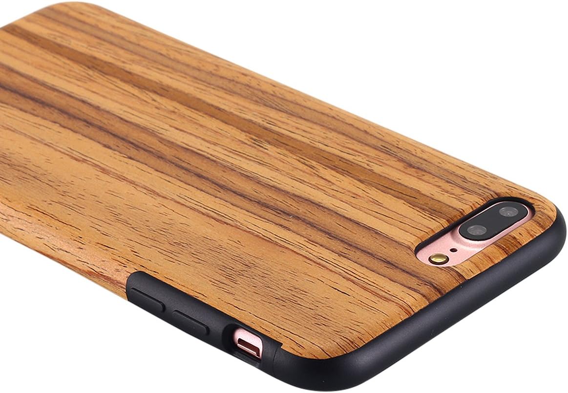 Lontect Compatible iPhone 8 Plus Case, iPhone 7 Plus Case, Slim Matte Shock Absorbing Flex TPU Non Slip Wood Tactile Extra Grip Rubber Bumper Case Cover for Apple iPhone 8 Plus,iPhone 7 Plus, Teakwood
