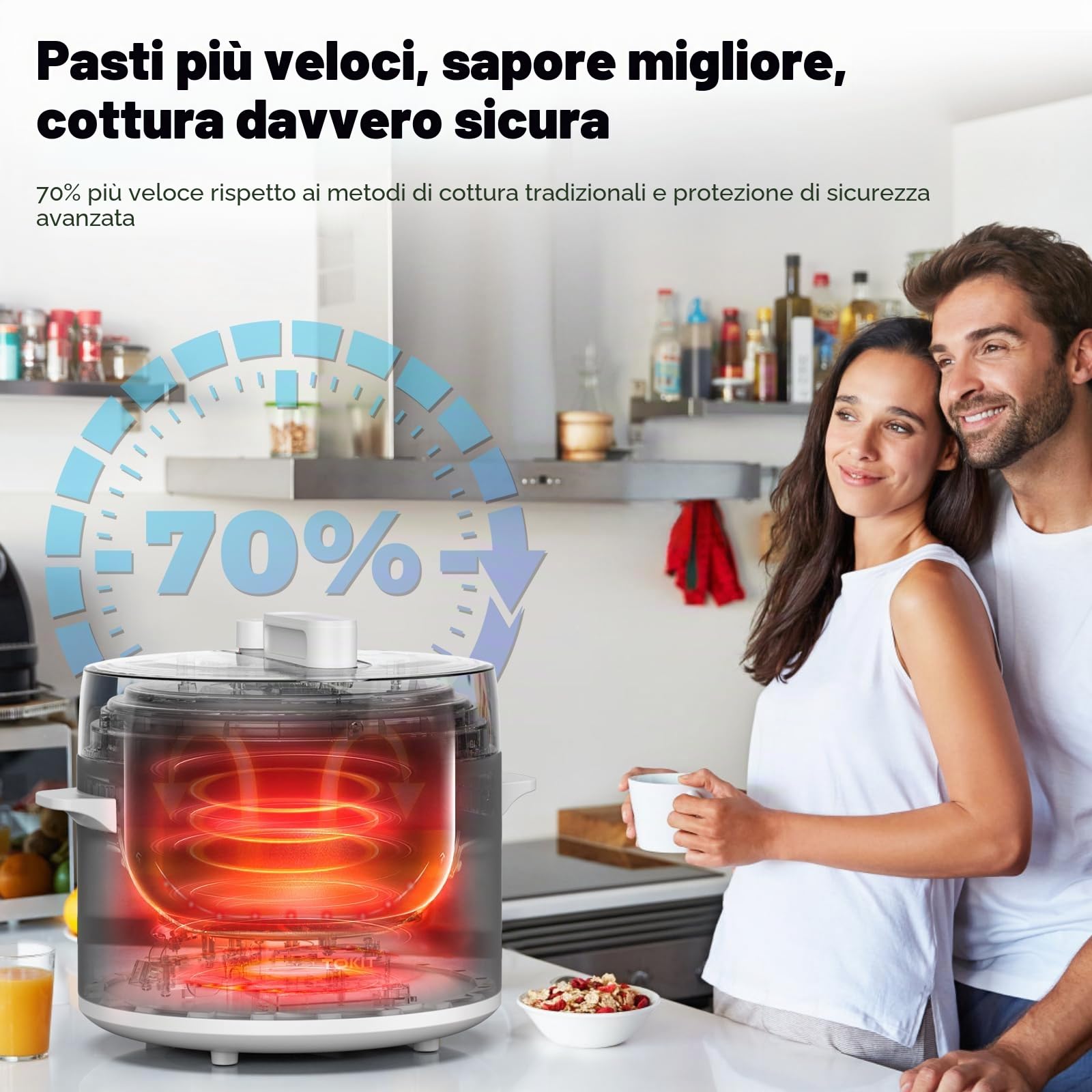 TOKIT Pressure Cooker - Pentola A Pressione Da 5 L, Con 14 Programmi Di Cottura, Per Yogurt, Con Rivestimento Antiaderente Mihome Smart Control