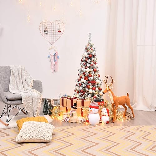 Miniatura 130 de Goplus - Árbol de Navidad artificial cónico de 6 pies, 340 puntas de rama, agujas de cloruro de polivinilo premium, delgado con soporte de metal