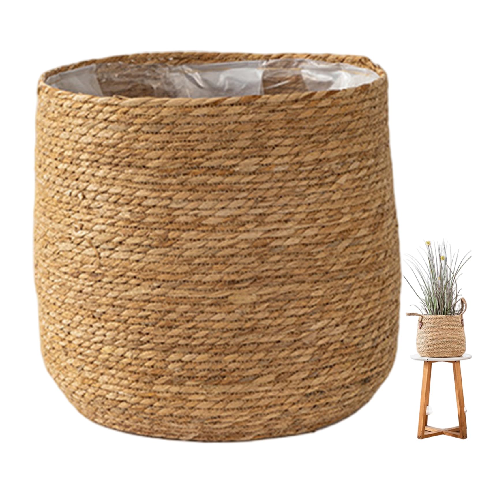 Striegro Wicker Planter Basket for Indoor Plants, 8.66 Inch Natural Rattan Plant Pot with Plastic Liner, Decorative Basket Planter for Home Decor..
