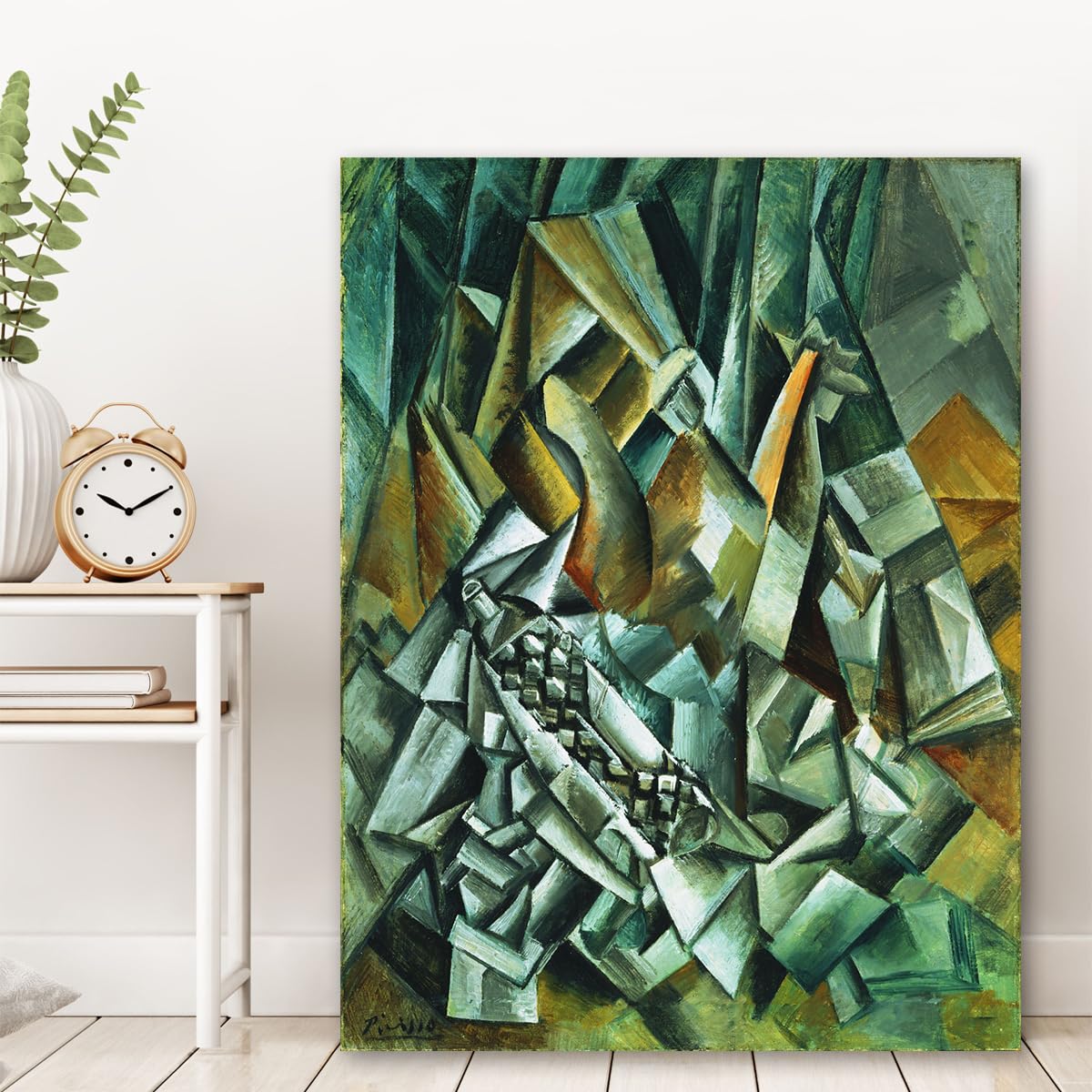 SHENGPOSTER Pablo Picasso Martwa natura Anis Del Mono butelka wydruki na płótnie Kubizm Geometryczna sztuka ścienna słynna replika obrazu do wnętrz Home Office 80x96 cm