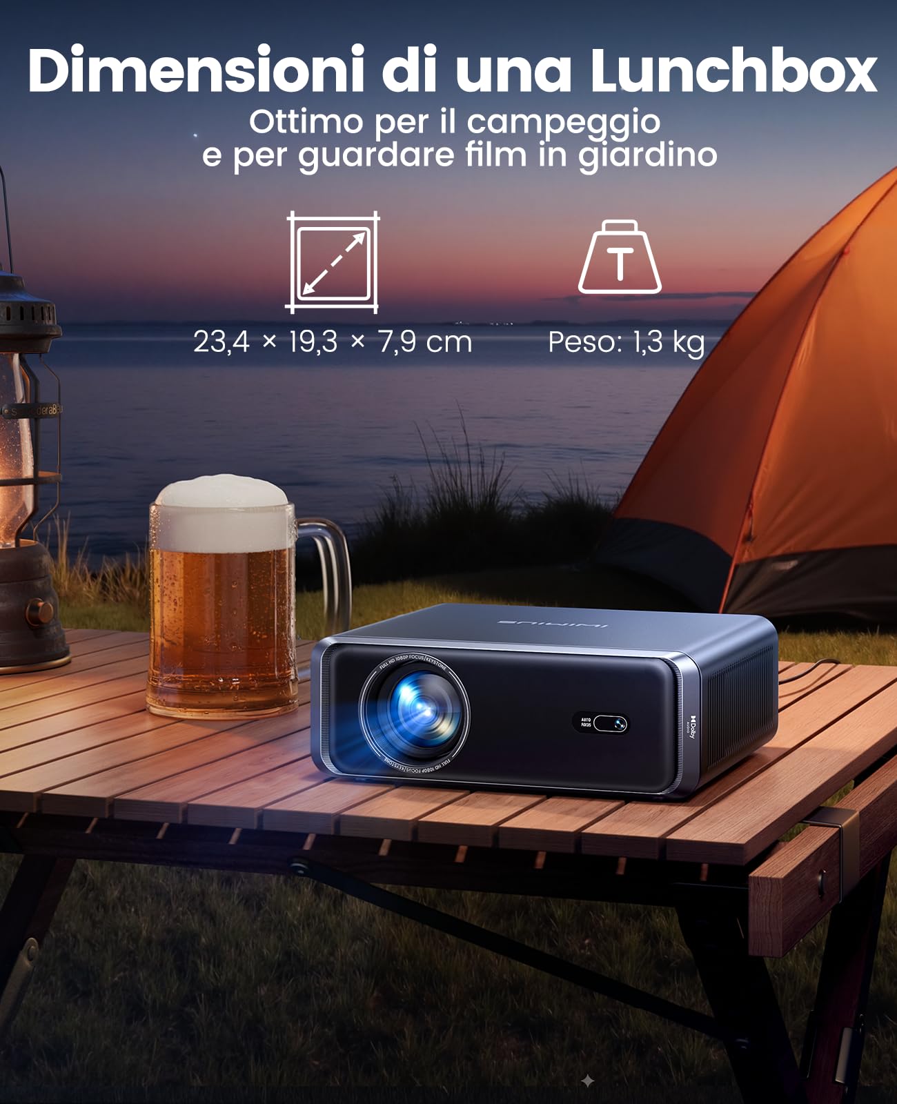 Proiettore 4K [Compatibile con Netflix & Dolby]1000ANSI Auto Focus/Keystone Proiettore 4K smart tv, WiFi6 Bluetooth Bidirezionale Videoproiettore 1080p nativo con HDMI ARC/CEC Home Cinema/Esterno Nero