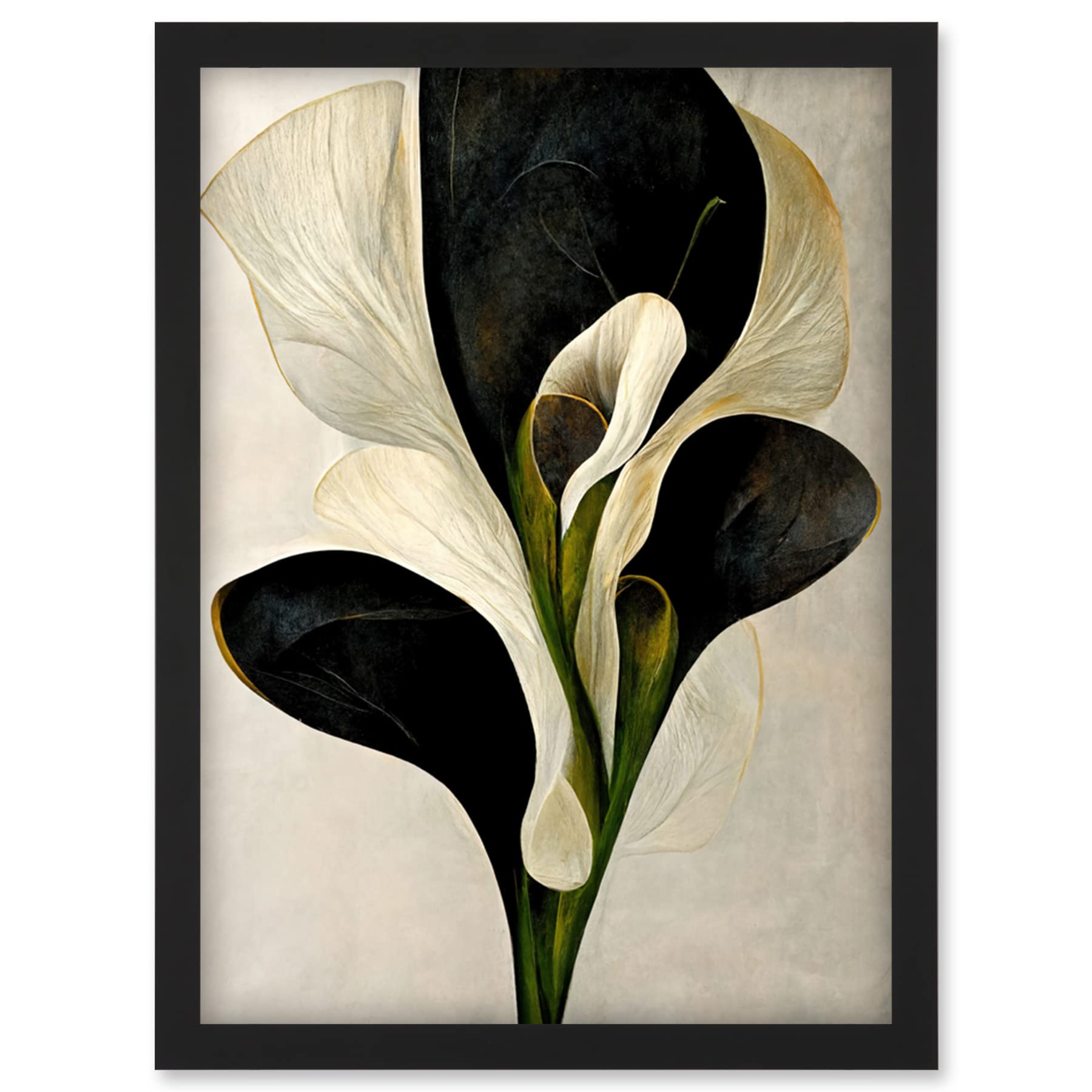 Doppelganger33 LTD Beautiful White Calla Lily Flower Abstract Bouquet Artwork Framed Wall Art Print A4