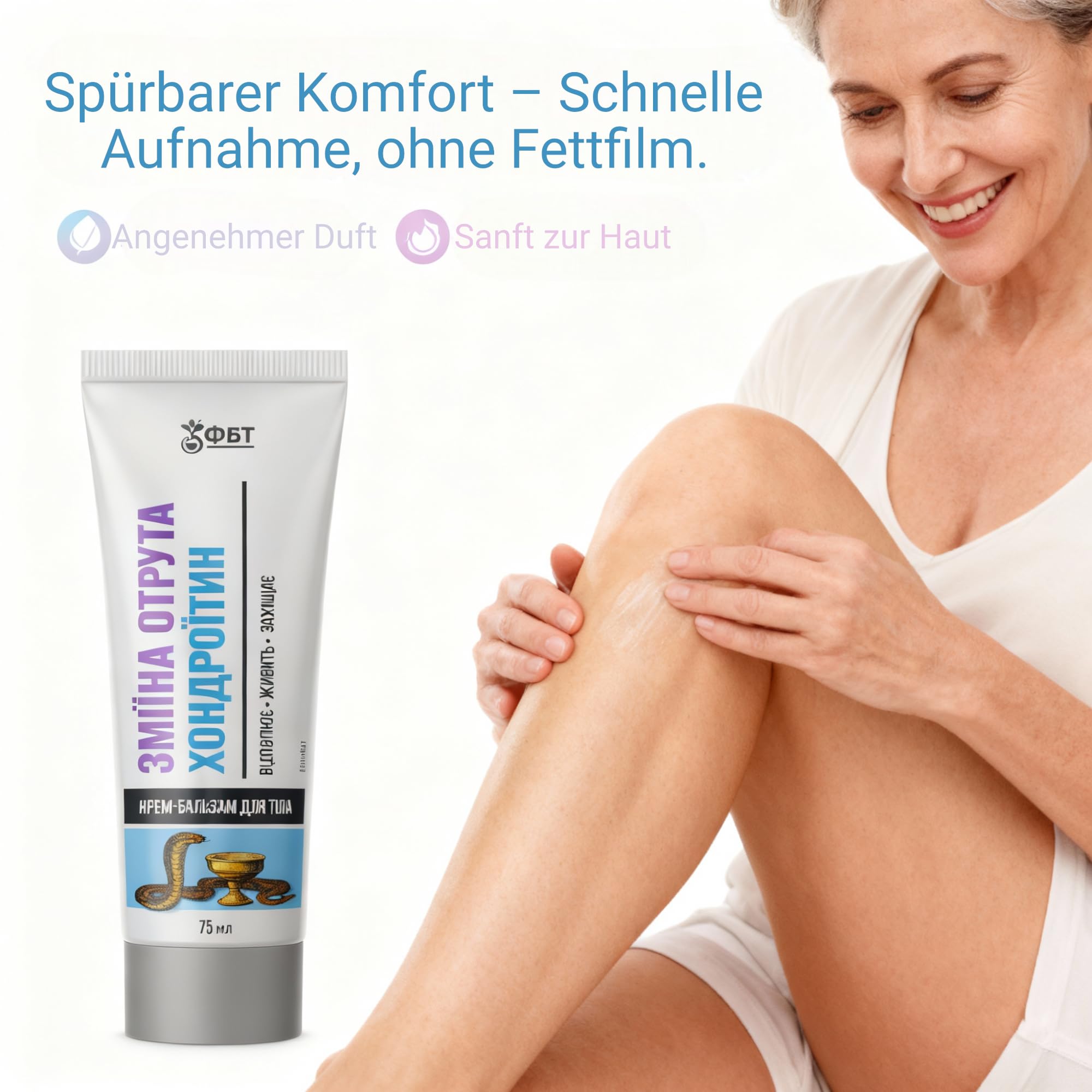 Schlangengift Chondroitin Körperbalsam – Gelenkcreme zur Unterstützung bei Arthrose, Rheuma & Muskelverspannung – mit Niacinamid, Magnesium, Chondroitin & Peptiden, 75 ml