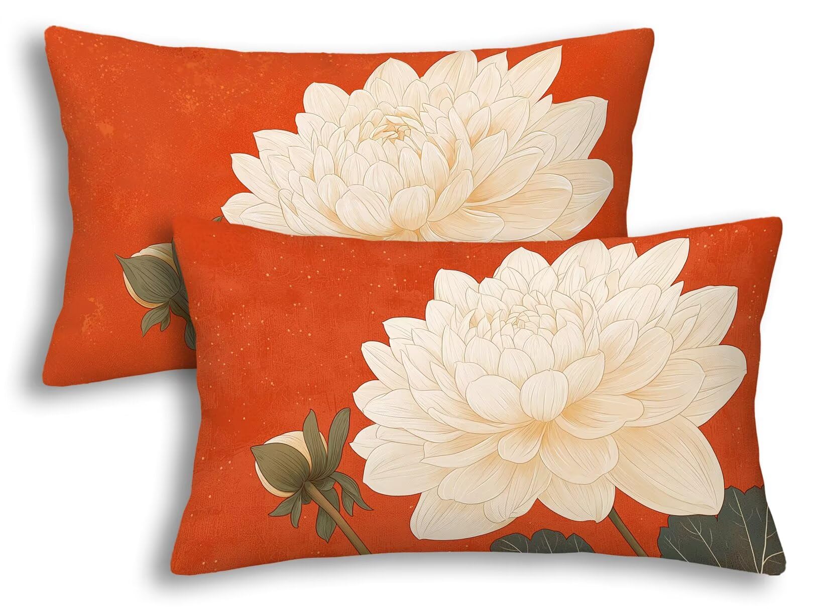 Housse coussin extérieur imperméable 40x80 lot de 2 taie oreiller jardin déperlant lin rectangulaire