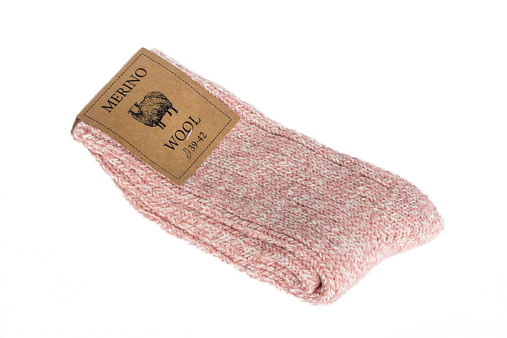 Robert's Rugs Merino Socks, 100% Merino Wool, Soft and Warm and Thick, Women Socks!!! (39-42, Pink)