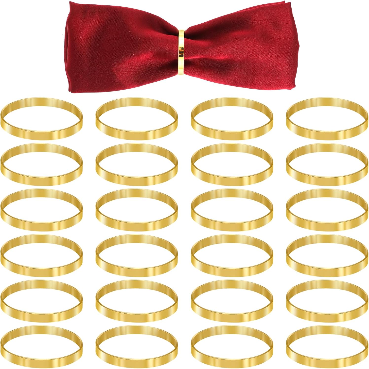 Round Gold Napkin Ring Modern Bulk Napkin Rings of 24 Metal Thanksgiving Napkin Rings Christmas Napkin Rings Gold for Cloth Napkins Wedding Party Ramadan Easter Napkin Rings Table Decor