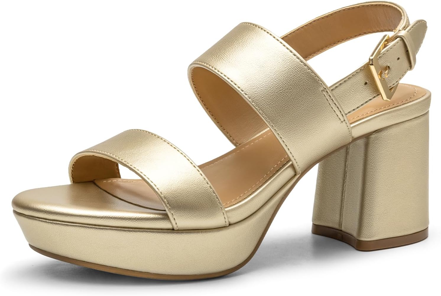 Athlefit Women's Platform Heels Chunky Block Heeled Sandals Open Toe Comfortable Buckle Dress Heels for Party Wedding