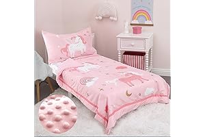 ACRABROS Toddler Bedding Set 4 Pcs Unicorn for Girls Boys with Fitted/Flat Sheets Pillowcases