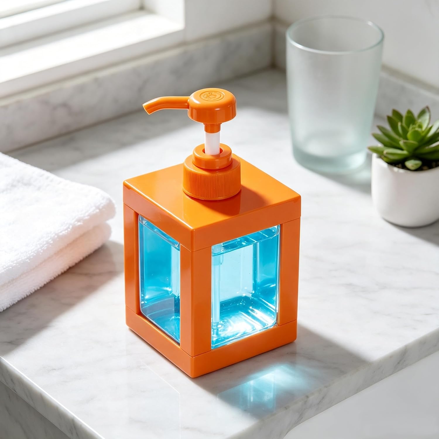 16.8-Ounce Rectangle Plastic Soap Dispenser