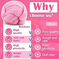 Vista 6 de Mayboos Hilo de Lana Peinada, Lana Peinada Natural Coloreada de 1.76 onzas, Suministros de Fieltro de Lana Hilo Grueso de Lana Pura para Fieltro