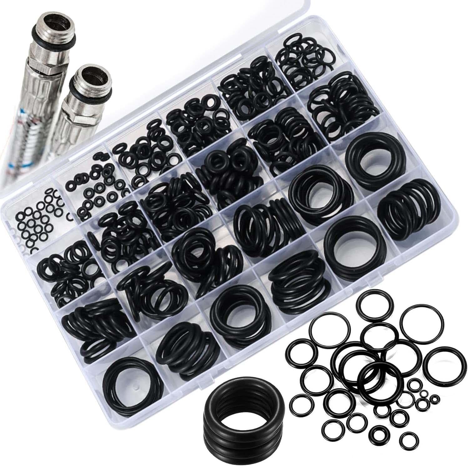 50 PCS O Rings Set Rubber Assorted Size Seal Kit Plumbing Air Gas Tap Sink Pressure Washer Kitchen Mixer Automotive Insulated Pipe Plumber Repair Seals Thread DIY