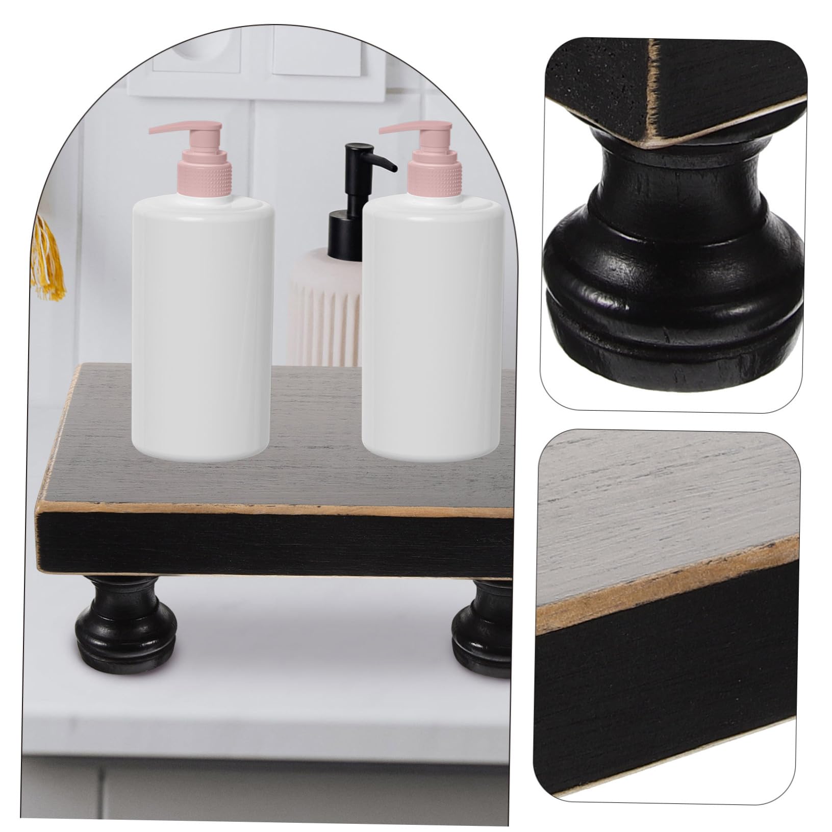 Jabonera de Madera Base Desmontable y Patas Negras