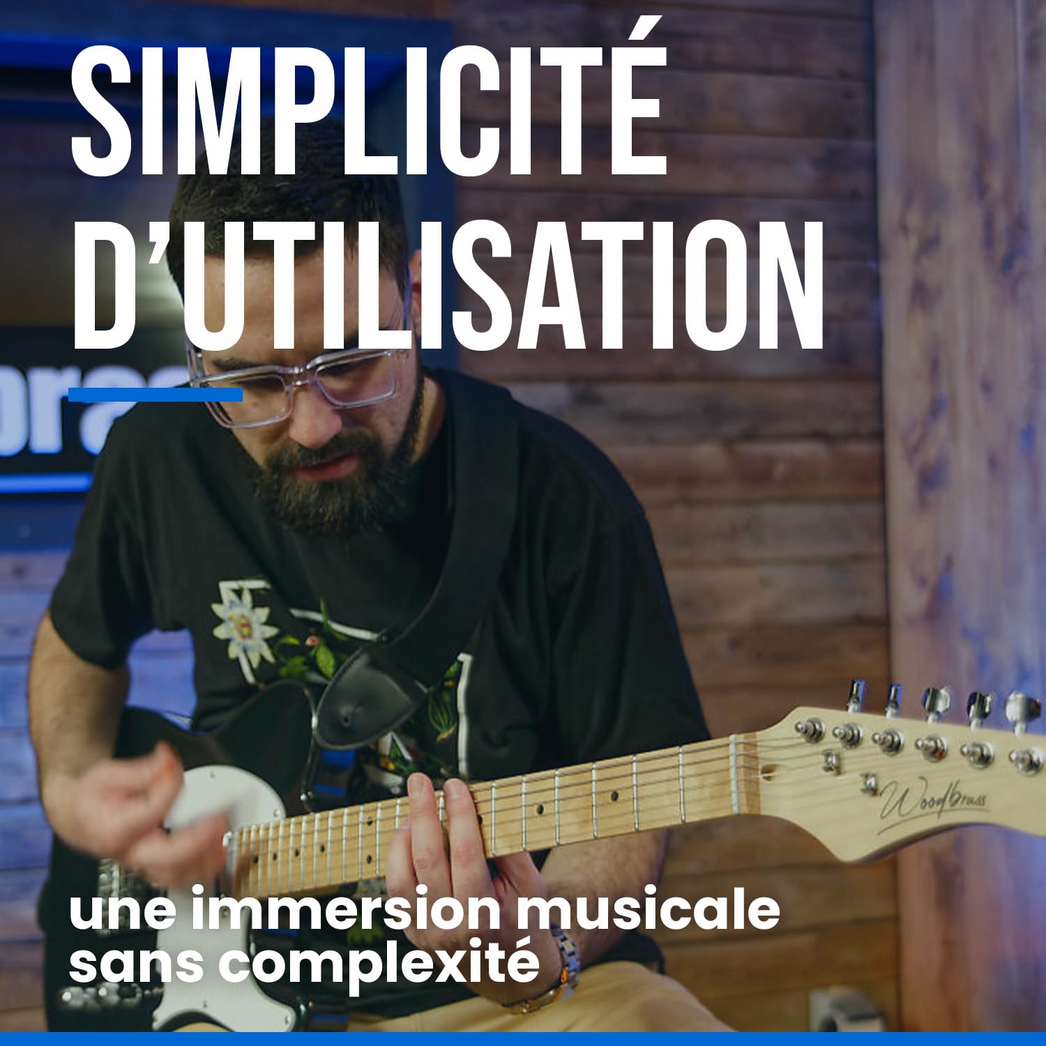 Guitare électrique Woodbrass TL100 Noire - Guitare polyvalente idéale pour débuter - Corps forme T Tilleul Américain Touche érable - Style country, hard, rock