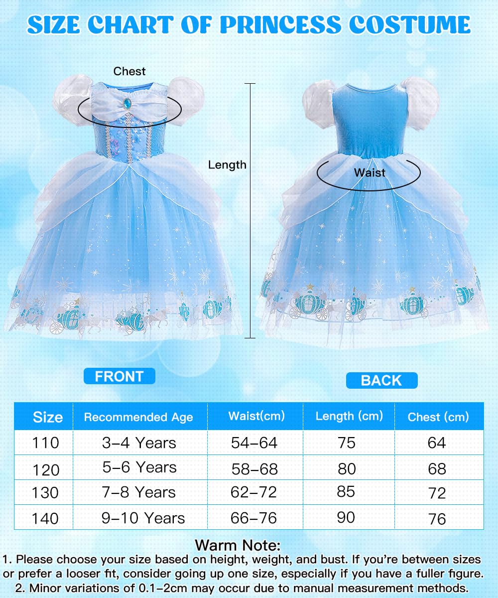 Robe Princesse Fille, Deguisement Princesse avec Couronne Collier Ensemble, Costume Carnaval Enfant, Deguisement Princesses pour Anniversaire Cosplay Fête