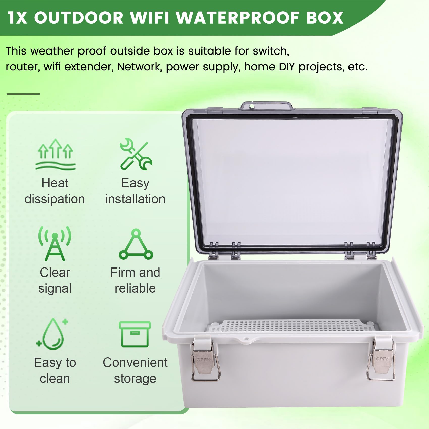 WLAN-Gehäuse für Den Außenbereich, Wetterfest, Verschließbar, WLAN-Box für Den Außenbereich, Wasserdicht, Switch-Router-Gehäuse, 22,1 X 17,1 X 11,9 cm