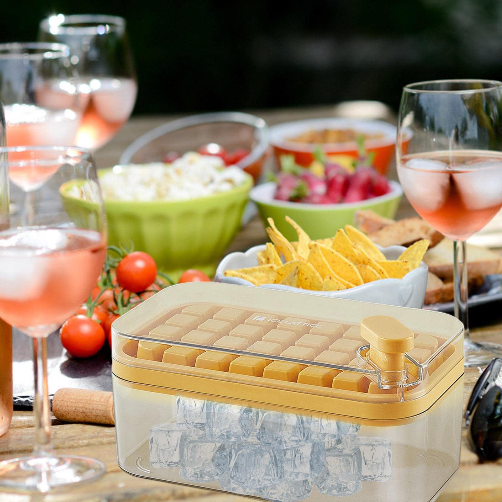 Ice Lolly Eiscreme-Form, Eiswürfelform mit Deckel – Aker Silikon Eiswürfel mit 32 Rastern leicht zu lösen, Eis-Eiswürfelform ini stapelbar aking Ice Chilling Cocktail Whisky Tee Kaffee (Color