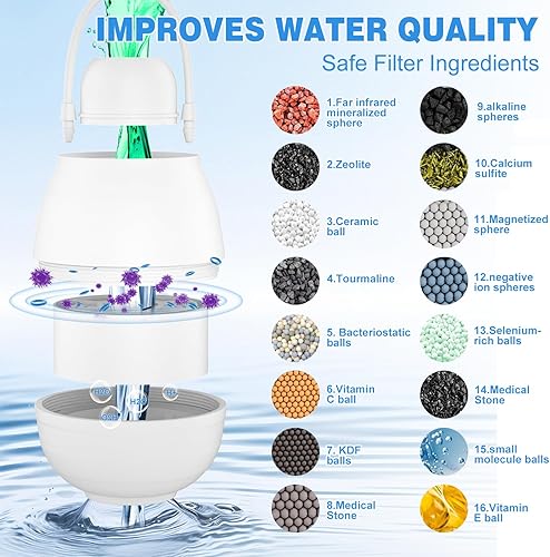 Miniatura 3 de Filtro de baño para bañera, filtro de agua para bañera con desbordamiento, filtración de filtro de grifo de 8000 galones, elimina cloro, fluoruro y